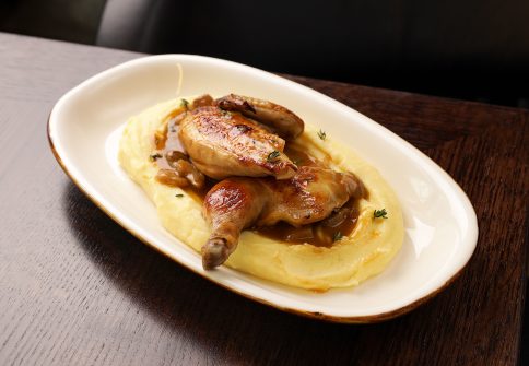 Chicken with jus and porcini mushrooms